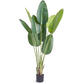 VEVOR Artificial ​Palm Tree, 4 FT Tall Faux Plant with 10 Artificial Leaves and Moss-Covered Potting Soil, Lifelike Green Fake Tree for Home Office Decor Indoor Outdoor