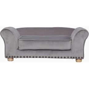 CRITTER SITTERS 34-in. Faux Velvet Pet Bed Sofa in Dark Gray for Medium-Sized Dogs and Cats, Durable Indoor Pet Furniture for Bedroom, Living Room in Kuwait