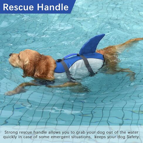 Dogcheer Dog Life Jacket, Cute Shark Dog Life Vest for Swimming Boating with Superior Buoyancy and Rescue Handle, Adjustable Puppy Floating Swim Vest for Small Medium Large Dogs - Pool Blue, XS in Saudi Arabia