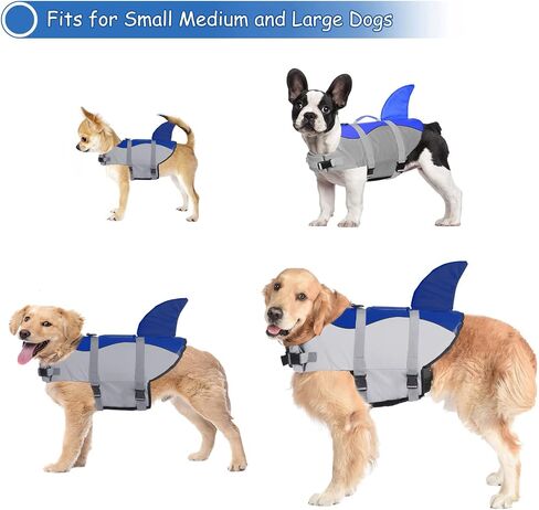 Dogcheer Dog Life Jacket, Cute Shark Dog Life Vest for Swimming Boating with Superior Buoyancy and Rescue Handle, Adjustable Puppy Floating Swim Vest for Small Medium Large Dogs - Pool Blue, XS in Saudi Arabia