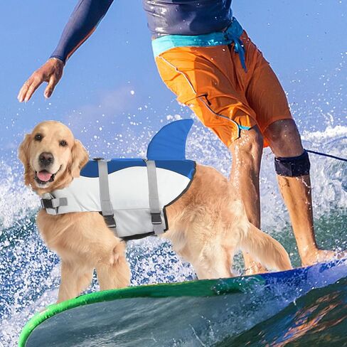 Dogcheer Dog Life Jacket, Cute Shark Dog Life Vest for Swimming Boating with Superior Buoyancy and Rescue Handle, Adjustable Puppy Floating Swim Vest for Small Medium Large Dogs - Pool Blue, XS in Saudi Arabia