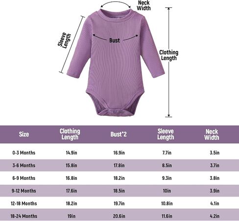 OPAWO Baby Long Sleeve Onesies Girl Fall Winter Ribbed Bodysuit Undershirts | Unisex baby bodysuits 3 pack, Solid color, Super soft, Breathable, Stretchy, Gentle on skin, Easy diaper change, 0-24 Months in Saudi Arabia