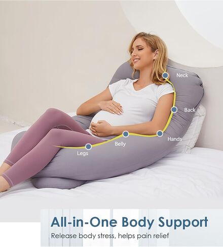 Pregnancy Pillow, Removable Cover Premium U Shaped Maternity Pillow, Support Back, Hips, Legs, Belly for Pregnant Women Sleeping (Dark Grey) in Saudi Arabia