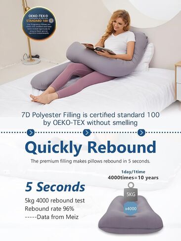 Pregnancy Pillow, Removable Cover Premium U Shaped Maternity Pillow, Support Back, Hips, Legs, Belly for Pregnant Women Sleeping (Dark Grey) in Saudi Arabia