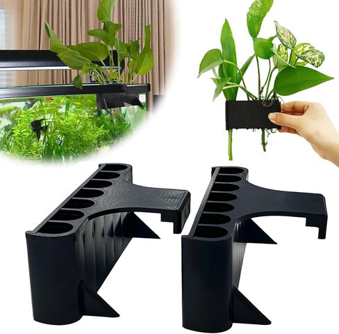 Eurmali 2PC 7 Holes Upgraded Aquatic Plant Cup, Aquarium Plant Holder for Tank, Perfect for Fish Tank Aquaponic Plant Cultivation and Aquascape Decorations on Top of Tank (Black) in Kuwait