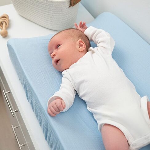 aden + anais Essentials Changing Pad Cover, 100% Cotton Muslin, Super Soft, Breathable, Tailored Snug Fit, Single, Solid White in Kuwait
