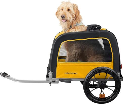 Retrospec Rover Waggin' Pet and Dog Bike Trailer with Weather-Resistant Canopy & Mesh Shield - Foldable Frame, 16in Wheels with Storage Pouch & Internal Safety Leash Supports up to 50 lbs in Saudi Arabia