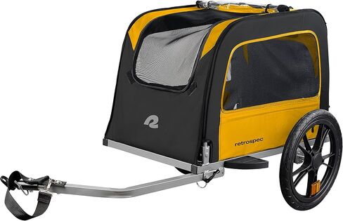Retrospec Rover Waggin' Pet and Dog Bike Trailer with Weather-Resistant Canopy & Mesh Shield - Foldable Frame, 16in Wheels with Storage Pouch & Internal Safety Leash Supports up to 50 lbs in Saudi Arabia
