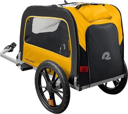 Retrospec Rover Waggin' Pet and Dog Bike Trailer with Weather-Resistant Canopy & Mesh Shield - Foldable Frame, 16in Wheels with Storage Pouch & Internal Safety Leash Supports up to 50 lbs in Saudi Arabia