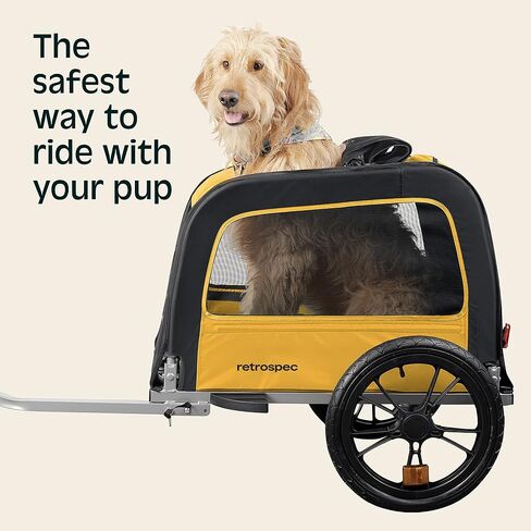 Retrospec Rover Waggin' Pet and Dog Bike Trailer with Weather-Resistant Canopy & Mesh Shield - Foldable Frame, 16in Wheels with Storage Pouch & Internal Safety Leash Supports up to 50 lbs in Saudi Arabia