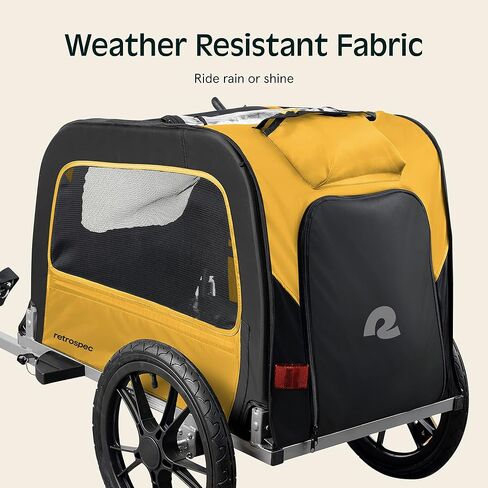 Retrospec Rover Waggin' Pet and Dog Bike Trailer with Weather-Resistant Canopy & Mesh Shield - Foldable Frame, 16in Wheels with Storage Pouch & Internal Safety Leash Supports up to 50 lbs in Saudi Arabia