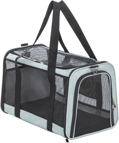 Petsfit 18 × 11 × 11 حاملة الحيوانات الأليفة معتمدة من شركة الطيران، حاملة للكلاب ناعمة الجوانب، خفيفة الوزن وقابلة للطي، تهوية على 5 جوانب، مقاومة للهروب، مع حزام كتف قابل للتعديل، وسادة ناعمة in Kuwait