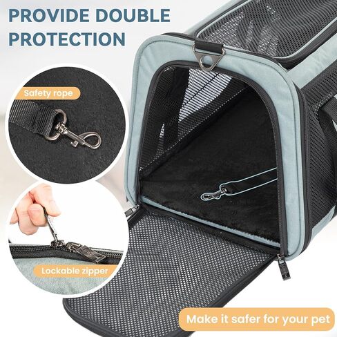 Petsfit 18 × 11 × 11 حاملة الحيوانات الأليفة معتمدة من شركة الطيران، حاملة للكلاب ناعمة الجوانب، خفيفة الوزن وقابلة للطي، تهوية على 5 جوانب، مقاومة للهروب، مع حزام كتف قابل للتعديل، وسادة ناعمة in Kuwait
