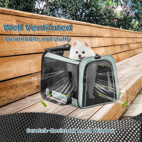 Petsfit 18 × 11 × 11 حاملة الحيوانات الأليفة معتمدة من شركة الطيران، حاملة للكلاب ناعمة الجوانب، خفيفة الوزن وقابلة للطي، تهوية على 5 جوانب، مقاومة للهروب، مع حزام كتف قابل للتعديل، وسادة ناعمة in Kuwait