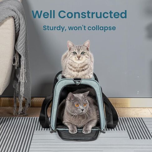 Petsfit 18 × 11 × 11 حاملة الحيوانات الأليفة معتمدة من شركة الطيران، حاملة للكلاب ناعمة الجوانب، خفيفة الوزن وقابلة للطي، تهوية على 5 جوانب، مقاومة للهروب، مع حزام كتف قابل للتعديل، وسادة ناعمة in Kuwait