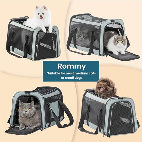 Petsfit 18 × 11 × 11 حاملة الحيوانات الأليفة معتمدة من شركة الطيران، حاملة للكلاب ناعمة الجوانب، خفيفة الوزن وقابلة للطي، تهوية على 5 جوانب، مقاومة للهروب، مع حزام كتف قابل للتعديل، وسادة ناعمة in Kuwait
