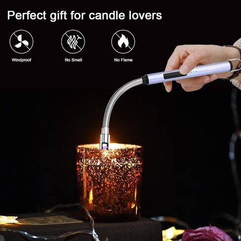 ARECTECH Electric Arc Candle Lighter Flameless Rechargeable USB Long Lighter for Candle Cooking BBQs Fireworks Black in Kuwait