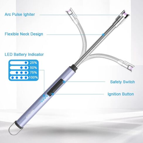 ARECTECH Electric Arc Candle Lighter Flameless Rechargeable USB Long Lighter for Candle Cooking BBQs Fireworks Black in Kuwait