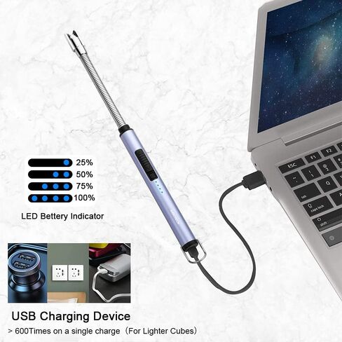 ARECTECH Electric Arc Candle Lighter Flameless Rechargeable USB Long Lighter for Candle Cooking BBQs Fireworks Black in Kuwait