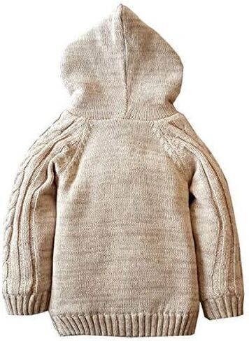 Dealone Baby Boys Girls Knit Striped Cardigan Sweaters Toddler Fleece Lined Hoodie Winter Jacket Coat in Kuwait