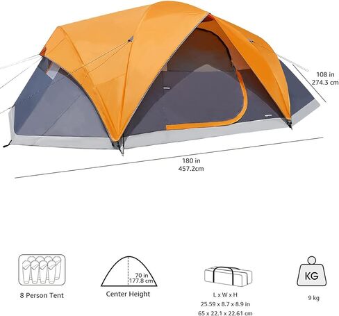 Amazon Basics Camping Tent, 3-Season Dome Design with Rainfly in Kuwait