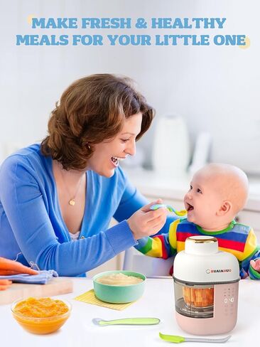 صانع طعام الأطفال من BUAIAHUG، جهاز هريس طعام الأطفال 10 في 1، جهاز بخار، خلاط، طباخ، هراسة، هريس، يحافظ على الدفء والمؤقت، آمن للاستخدام في غسالة الأطباق، تحكم بشاشة تعمل باللمس in Kuwait