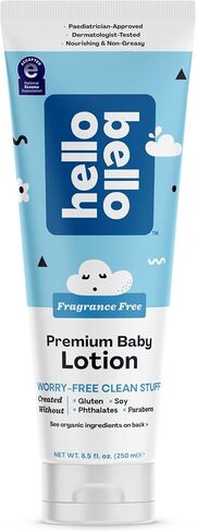 Hello Bello premium Baby Lotion | Vegan and Cruelty Free Moisturizing, Non-Greasy Lotion for babies and Kids | Fragrance Free | 8.5 FL Oz (1 Pack) in Saudi Arabia