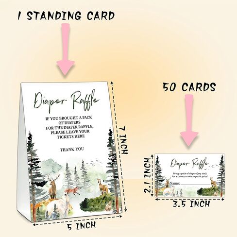 مجموعة ألعاب استحمام الطفل UTESG Diaper Raffle، تذاكر يانصيب حفاضات الغابة، زخارف محايدة للجنسين لحيوانات الغابة، 1 علامة واقفة + 50 بطاقة تخمين (B02-1) in Kuwait