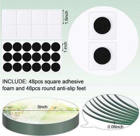 Hsei مجموعة من 12 5 بوصة صواني مرآة مستديرة للقطع المركزية مرآة مرآة لوحات شموع زجاجية مرآة مركزية للطاولات حافة مستديرة بلاط مرآة لحفلات الزفاف وحفلات استقبال المولود الجديد، 1.6 مم in Kuwait