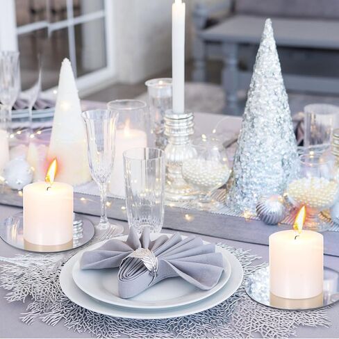 Hsei مجموعة من 12 5 بوصة صواني مرآة مستديرة للقطع المركزية مرآة مرآة لوحات شموع زجاجية مرآة مركزية للطاولات حافة مستديرة بلاط مرآة لحفلات الزفاف وحفلات استقبال المولود الجديد، 1.6 مم in Kuwait