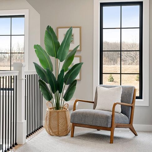 Yepdin Artificial Bird of Paradise Plant 5 Ft Tall Fake Banana Leaf Plant for Indoors and Outdoors,Faux Palm Tree with Plastic Pot for Office and Home Decor,L160 in Saudi Arabia