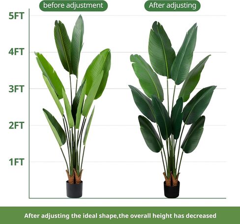 Yepdin Artificial Bird of Paradise Plant 5 Ft Tall Fake Banana Leaf Plant for Indoors and Outdoors,Faux Palm Tree with Plastic Pot for Office and Home Decor,L160 in Saudi Arabia