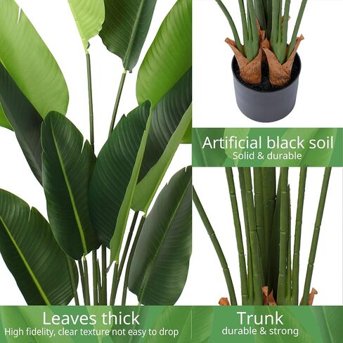 Yepdin Artificial Bird of Paradise Plant 5 Ft Tall Fake Banana Leaf Plant for Indoors and Outdoors,Faux Palm Tree with Plastic Pot for Office and Home Decor,L160 in Saudi Arabia