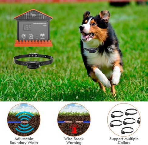 Wired Electric Dog Fence, Underground/Aboveground Pet Containment System (650Ft Wire, Waterproof & Rechargeable Collar, Shock/Tone Correction, Support 2 Dogs) in Kuwait