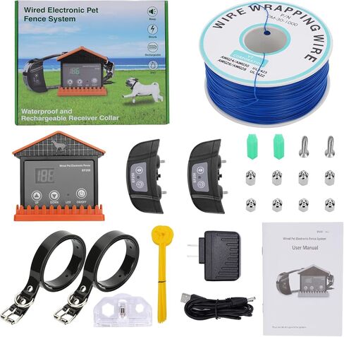 Wired Electric Dog Fence, Underground/Aboveground Pet Containment System (650Ft Wire, Waterproof & Rechargeable Collar, Shock/Tone Correction, Support 2 Dogs) in Kuwait
