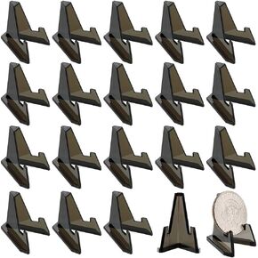 Hipiwe 15 Packs Acrylic Easel Stands Clear Mini Coin Display Easel Holder for Displaying Air-Tite Coins Pocket Watches Capsules Challenge Medals Casino Chips,2.16 Inch Tall