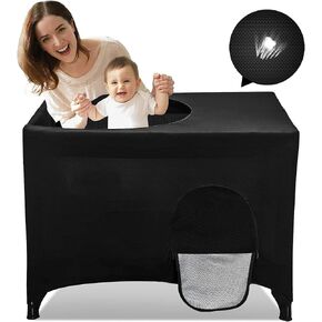 RENAISSANT Pack N Play Blackout Cover - Travel Crib Cover, Breathable Portable Travel Crib Shades, Portable Stretchy Netting Cover for Indoor & Outdoor (Black) in Kuwait