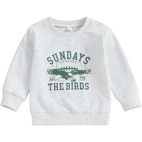 DNOMAID YZARC Sundays Are For The Birds Sweatshirt Toddler Boy Girl Eagle Long Sleeve Shirt Pullover Game Day Football Outfit