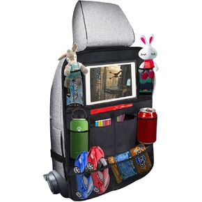 Exptolii Car Backseat Organizer, Seat Back Protector Kick Mats with 10" Tablet Holder and 10 Storage Pockets for Kids, Toddlers, Travel Accessories (1 Pack) in Kuwait