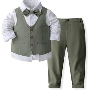 Tiepant Baby Boys Gentleman Outfits Suit Set Tuxedo Vest Wedding Party Suit 12 Months - 5 Years