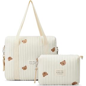 Paterr 2 Pcs Diaper Bag Tote for Baby Small Multifunction Maternity Bag Quilted Cotton Cute Stroller Storage Bag Travel in Kuwait
