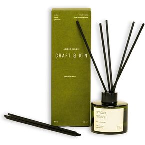 Craft & Kin Reed Diffuser Set Santal Woods, Reed Diffusers for Home, Fragrance Diffuser Sticks, Oil Diffuser Sticks, Oil Diffuser with Sticks, Reed Diffuser for Men
