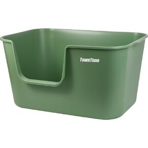 TownTime Extra Large Litter Box with High Sides 24.60" Lx16.92 Wx12.99 H,Anti-Splashing Kitty Litter Box,Tool-Free Assembly,Multi Cat Litter Box,Jumbo Litter Box (Green)