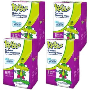 كاندو مناديل مبللة قابلة للغسل للرضع والاطفال من ماجيك ميلون، قماش تنظيف رطب للتدريب على استخدام النونية، 250 قطعة (عبوة من 4 قطع) in Kuwait