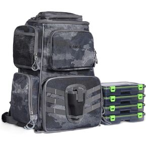 VISMIX Fishing Tackle Backpack with 4 Tackle Boxes Large Waterproof Tackle Bag Storage,Waterproof Protective Rain Cover,Backpack for Trout Fishing Outdoor Sports Camping Hiking in Kuwait