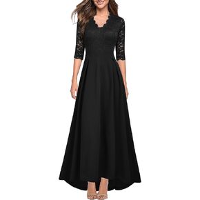 REPHYLLIS Women's High Low Lace Vintage Formal Bridesmaid Wedding Long Dress