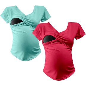 Mommy Mouse Maternity 2 Pack Nursing T-Shirt V-Neck Breastfeeding Tops in Saudi Arabia