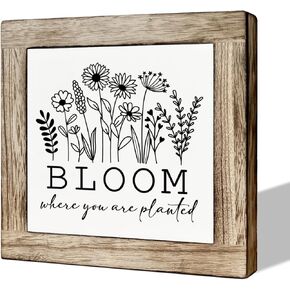 Spring Decor, Wooden Box Signs for Home Decor, Bloom Wood Hanging Sign, Wall Decor Art, Inspirational Wood Sign, Home Decoration, Rustic Wall Decor, Farmhouse Wood Hanging Plaque for Home