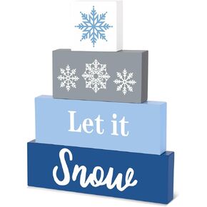 4 قطع من علامات الكريسماس الخشبية دعها ثلج ديكور الطاولة ريفي عيد الميلاد صينية متدرجة ديكور ندفة الثلج كتل عيد الميلاد لطاولة الشتاء زينة عيد الميلاد in Kuwait