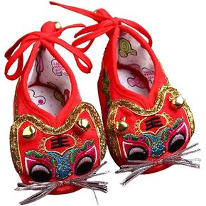 أحذية Coco Dolphin Baby Tiger لعمر 6 أشهر للأطفال الرضع والبنات هدية السنة الصينية الجديدة الآسيوية تانغ التقليدية للاحتفال بـ 100 يوم باللون الأحمر in Kuwait